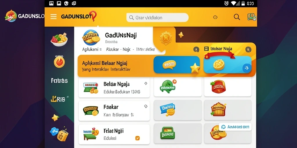 Tampilan antarmuka GADUNSLOT untuk belajar ngaji yang menarik.