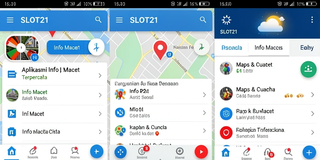 Antarmuka SLOT21 menampilkan peta lalu lintas dan cuaca terkini.