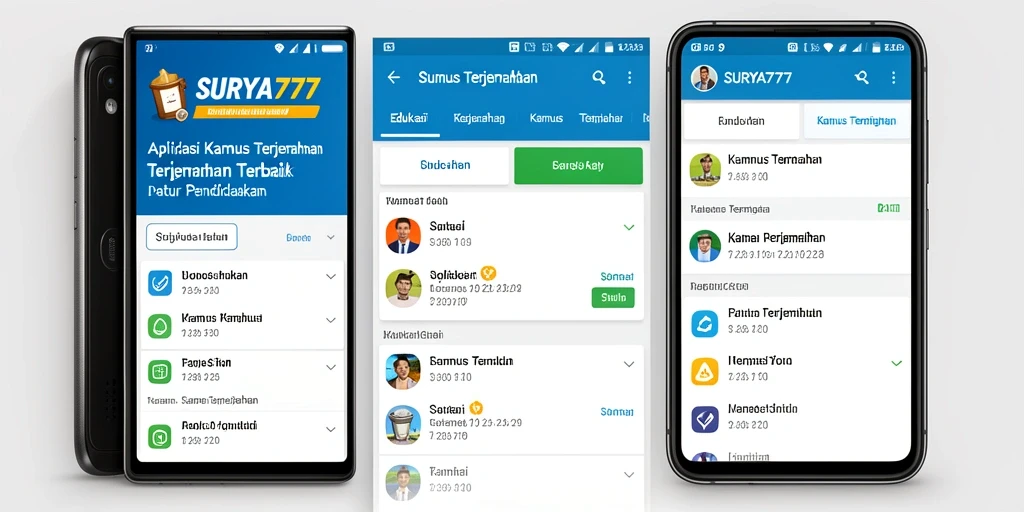 Tampilan antarmuka aplikasi SURYA777 untuk terjemahan bahasa.