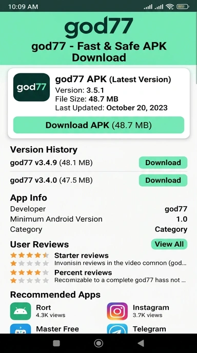 Tampilan halaman APK god77